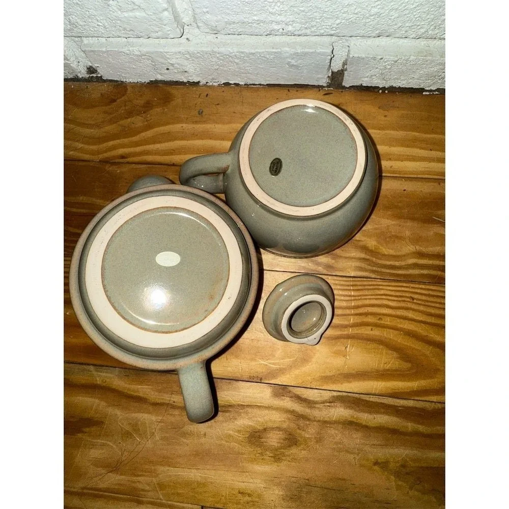 Vintage Stoneware Teapot & Cup Set for one Embossed fruit and‎ vine Design